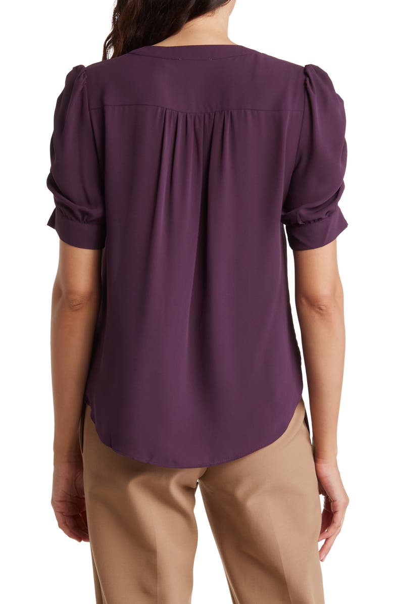 T Tahari Ruched Elbow Sleeve Button-Up Blouse | Nordstromrack