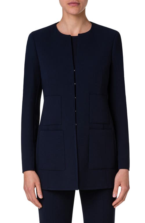 Double Face Stretch Wool Jacket in Navy