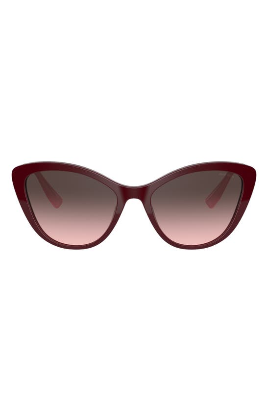 Miu Miu 55mm Gradient Cat Eye Sunglasses In Bordeaux / Pink Gradient Grey