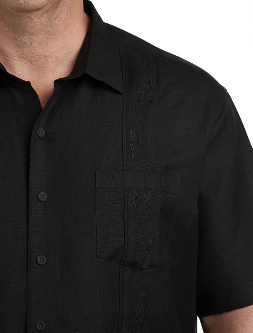 Oak Hill Embroidered Panel Sport Shirt In Black