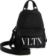 VLTN Leather Trimmed Backpack in Red - Valentino Garavani