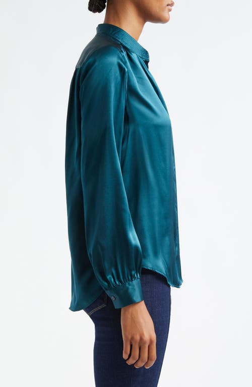 Shop L Agence L'agence Bianca Silk Satin Blouse In Deep Teal