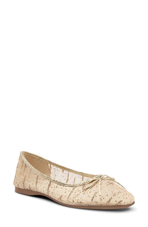 Shop Birdies Songbird Metallic Mesh Ballet Flat In Gold Mesh Sparkle