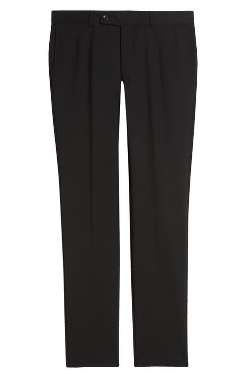 Jack Victor Patrick Flat Front Stretch Wool Dress Pants In Black