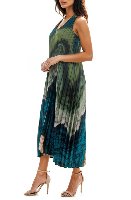 Shop Socialite Sunburst Pleat Maxi Dress In Teal/olive