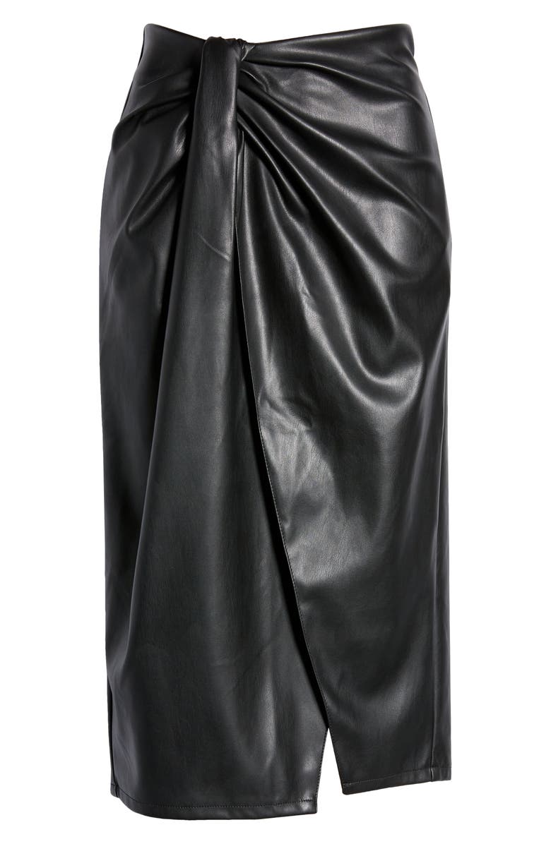 Open Edit Wrap Front Faux Leather Skirt | Nordstrom