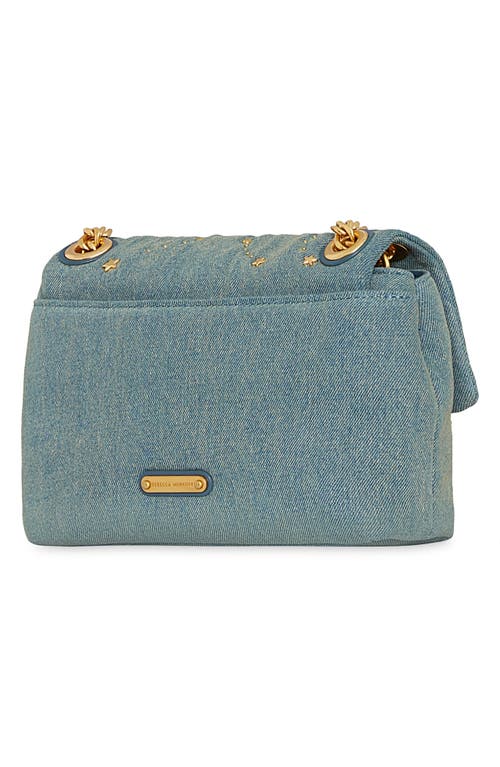 Shop Rebecca Minkoff Edie Celestial Stud Quilted Denim Convertible Crossbody Bag In Mid Blue