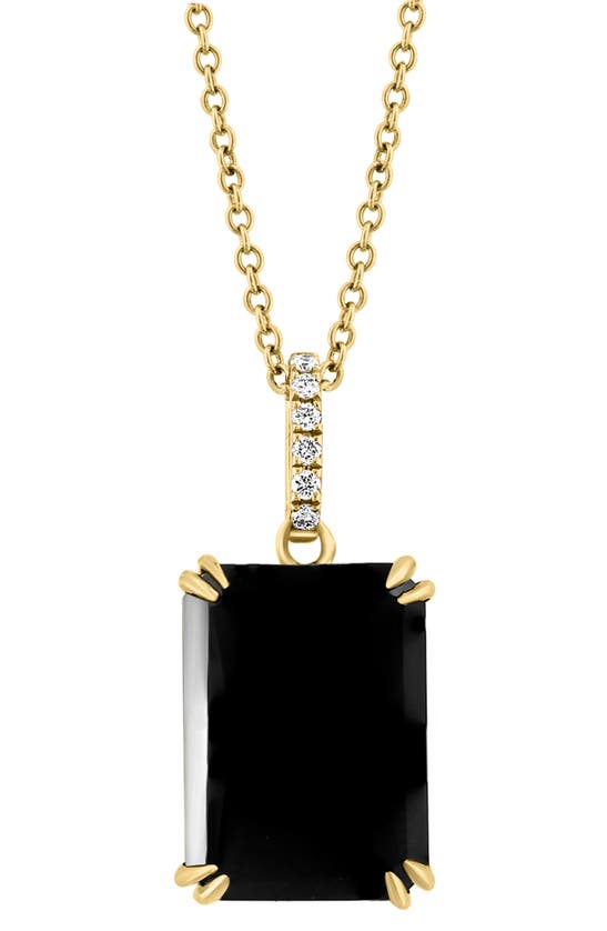 EFFY EFFY 14K YELLOW GOLD ONYX & DIAMOND PENDANT NECKLACE