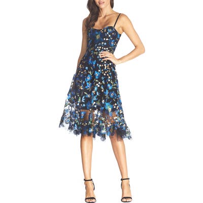 Dress The Population Uma Floral Embroidered Lace Dress, Black