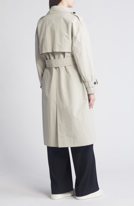 Shop Bcbgmaxazria Double Breasted Packable Trench Coat In Bone