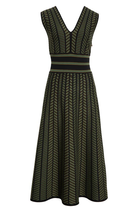 Max Mara Biavo Intarsia Knit Midi Dress In Verde