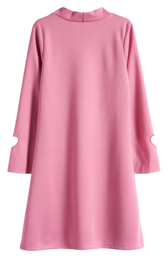 Shop Ava & Yelly Kids' Laser Heart Cutout Long Sleeve Ponte Dress In Pink