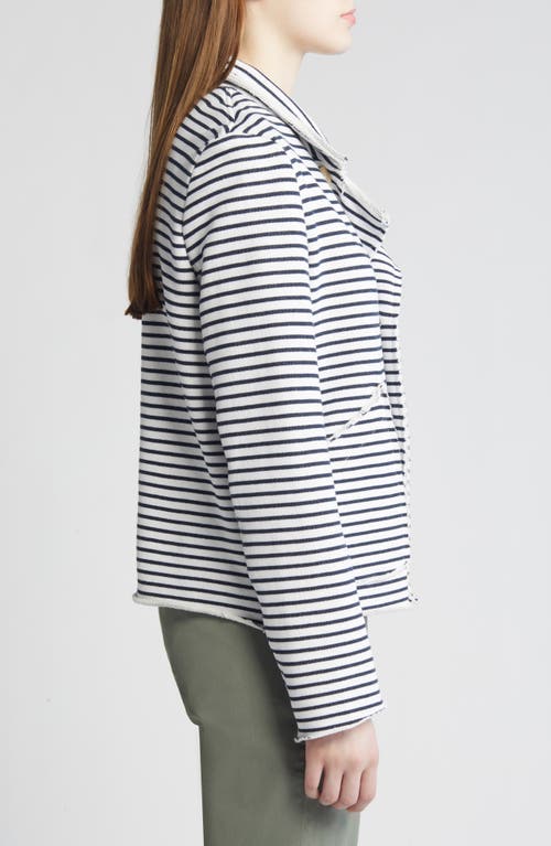 Shop Frank & Eileen Mini Belfast Crop Knit Peacoat In White And British Royal Navy