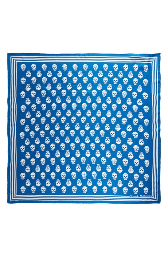 Alexander Mcqueen Skull Square Silk Scarf In Roseate Blue