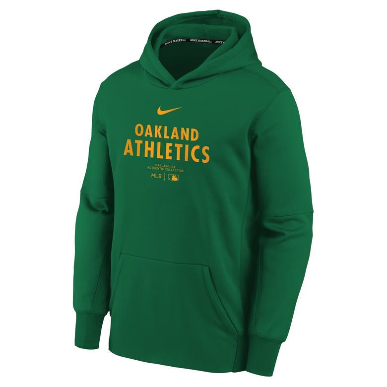 Shop Nike Youth  Green Oakland Athletics Authentic Collection Performance Pullover Hoodie