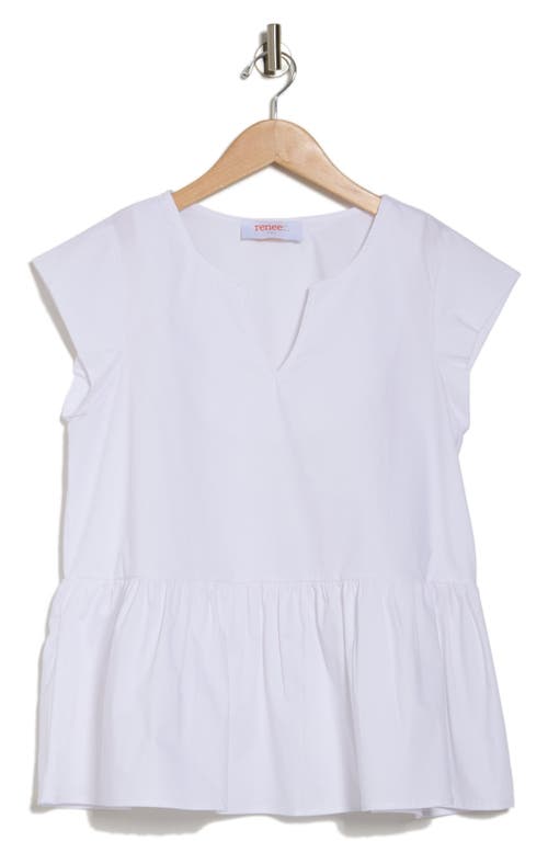 Shop Renee C Poplin Peplum Top In White