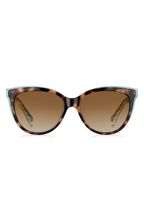 Shop Kate Spade New York Daeshas 56mm Polarized Cat Eye Sunglasses In Havana/green/brown