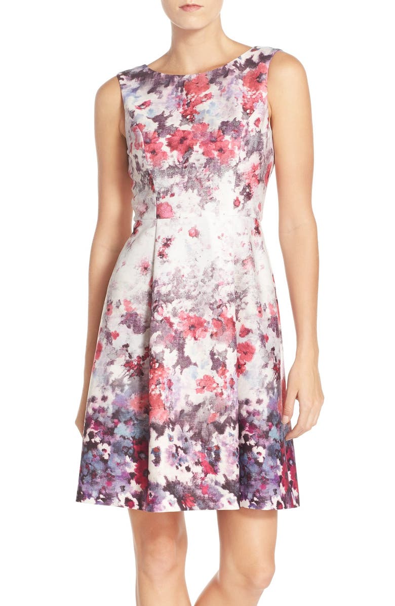 Adrianna Papell Floral Print Fit & Flare Dress (Regular & Petite