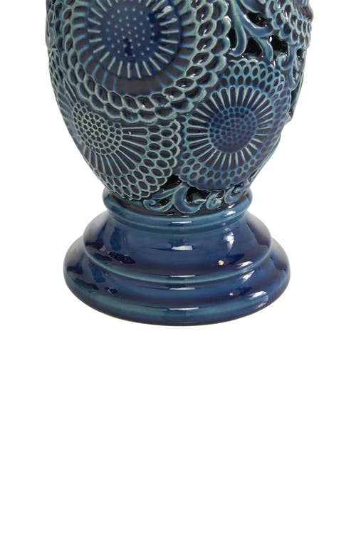 Willow Row Eclectic Blue Ceramic Candle Holder In Blue