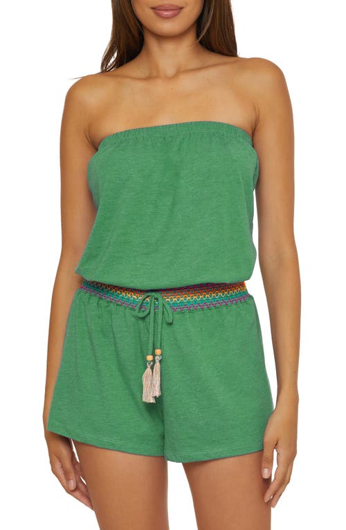 Strapless Drawstring Waist Cover-Up Romper in Mint