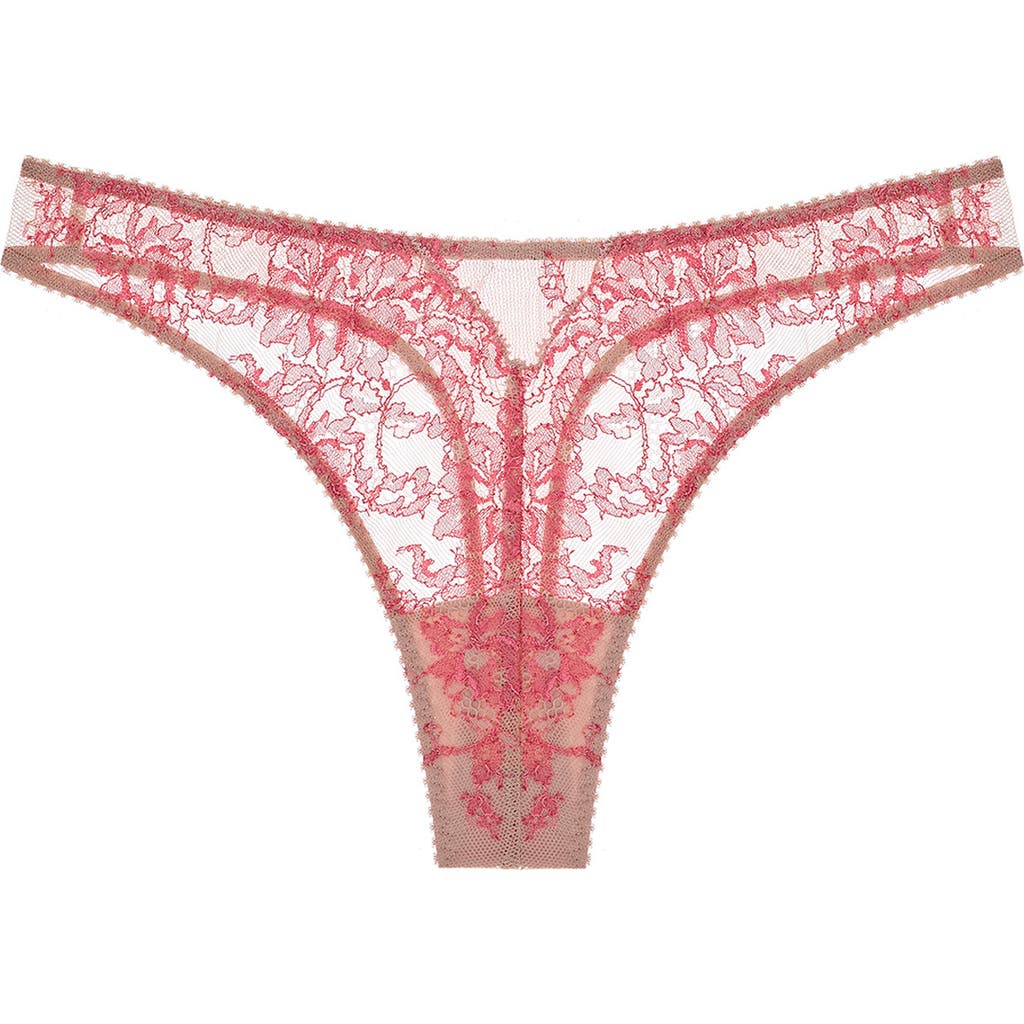 Journelle Chloe Mesh & Lace Thong In Sorbet