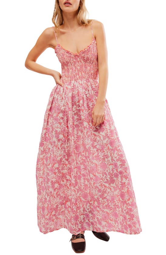 Shop Free People Sweet Nothings Floral Print Sleeveless Maxi Sundress In Pink Combo