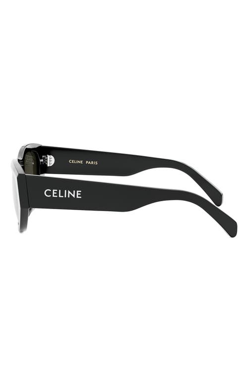Shop Celine Monochroms 55mm Cat Eye Sunglasses In Shiny Black/smoke