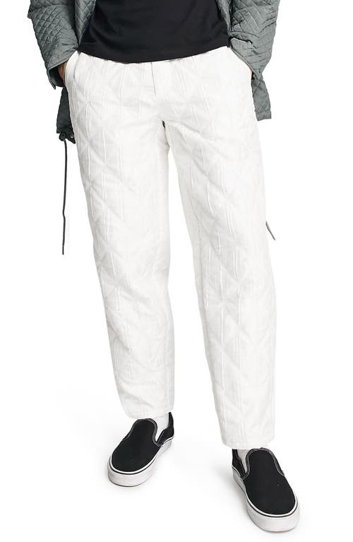 ASOS DESIGN Men's Oversize Quilted Tapered Trousers in White