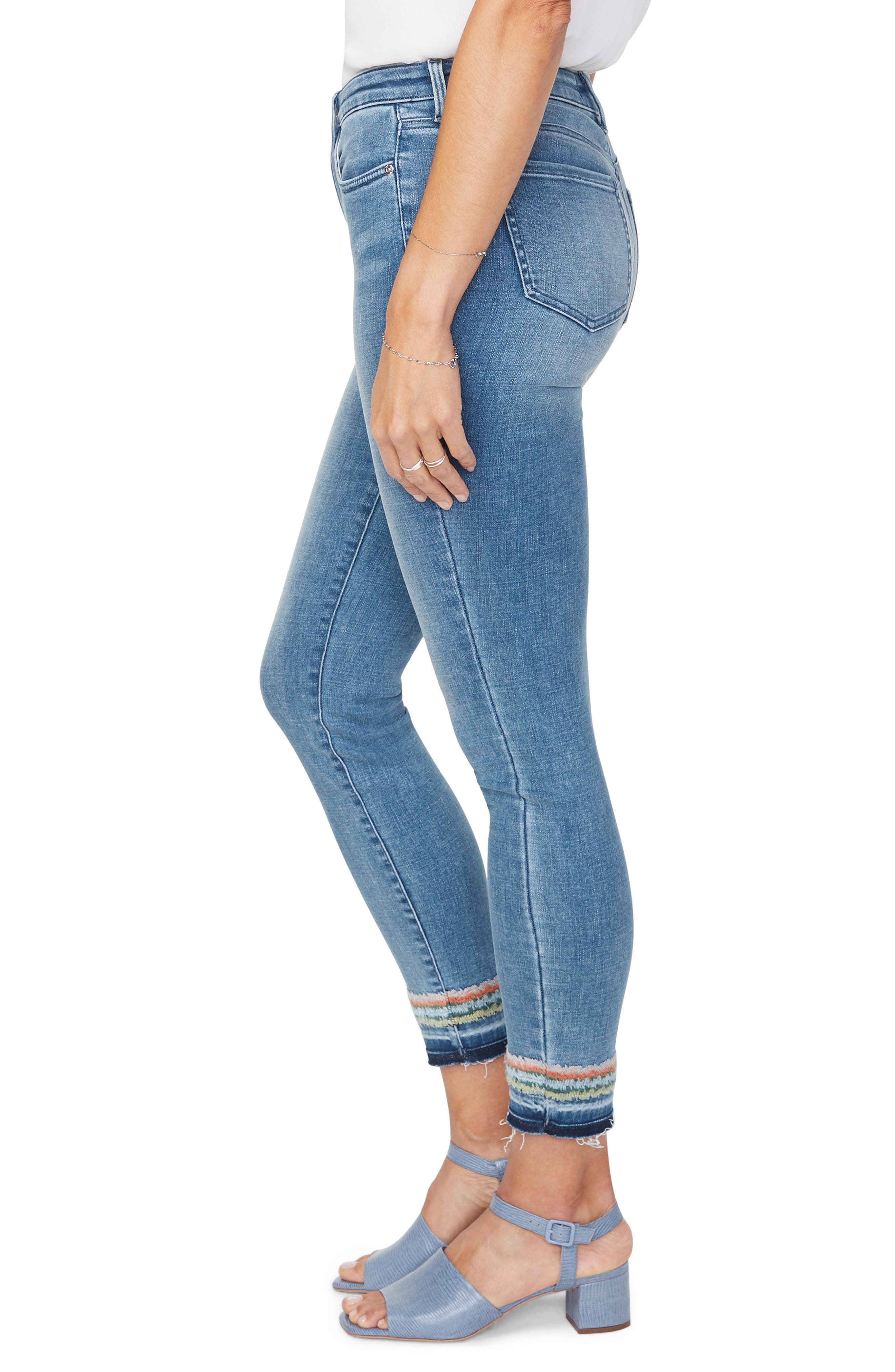 NYDJ Womens Plus Denim Embroidered Skinny Jeans