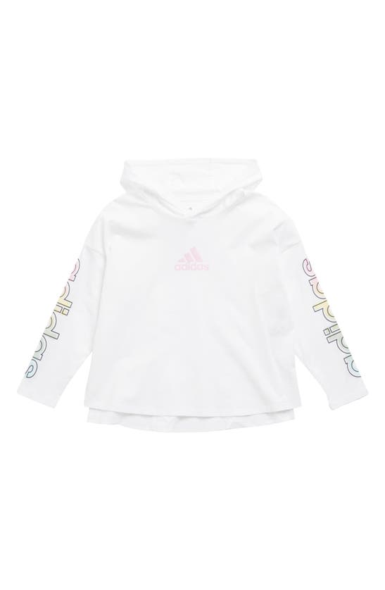 Adidas Originals Kids' Curved Hem Graphic Hoodie In White