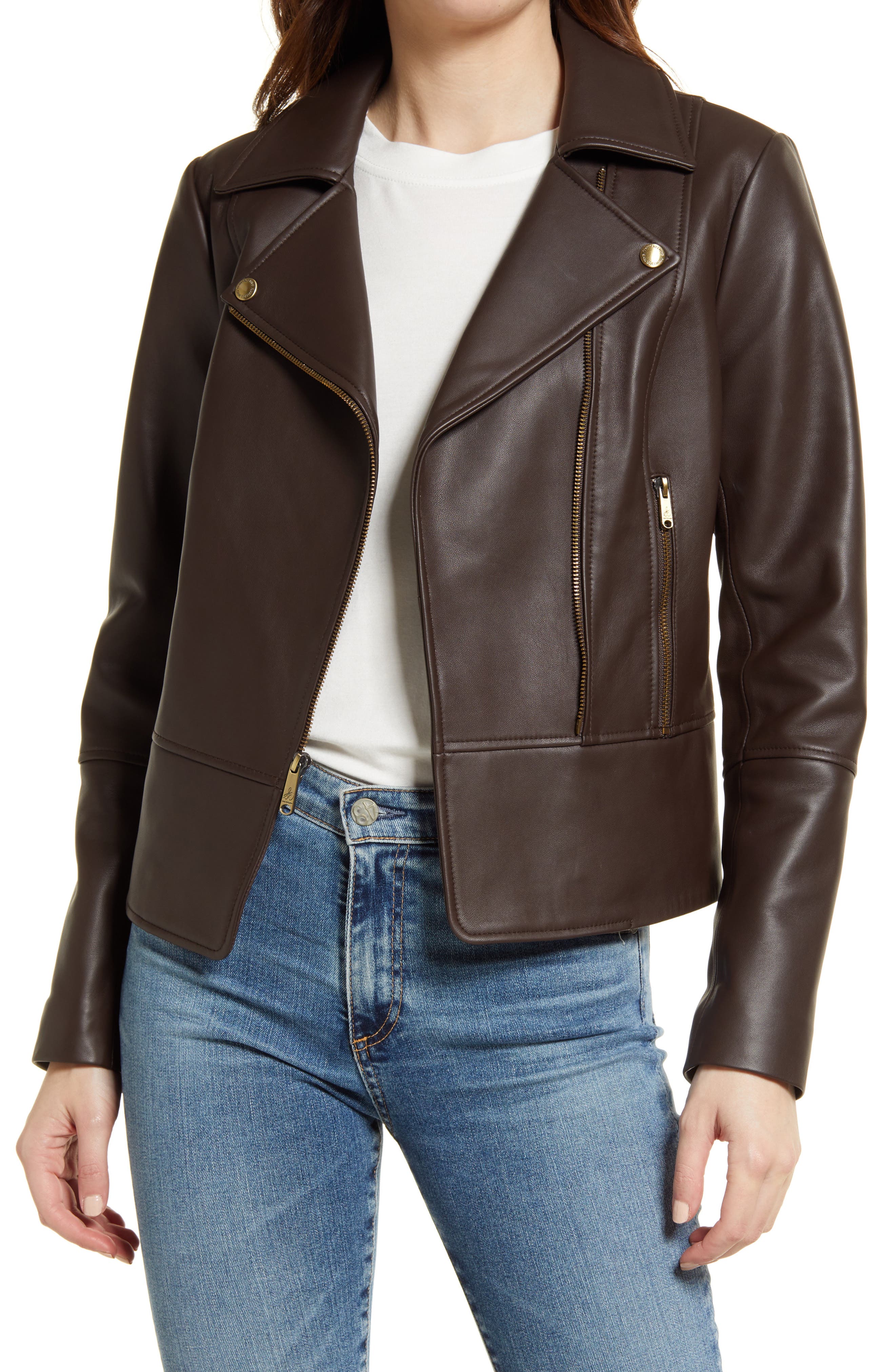 ladies light brown leather jacket