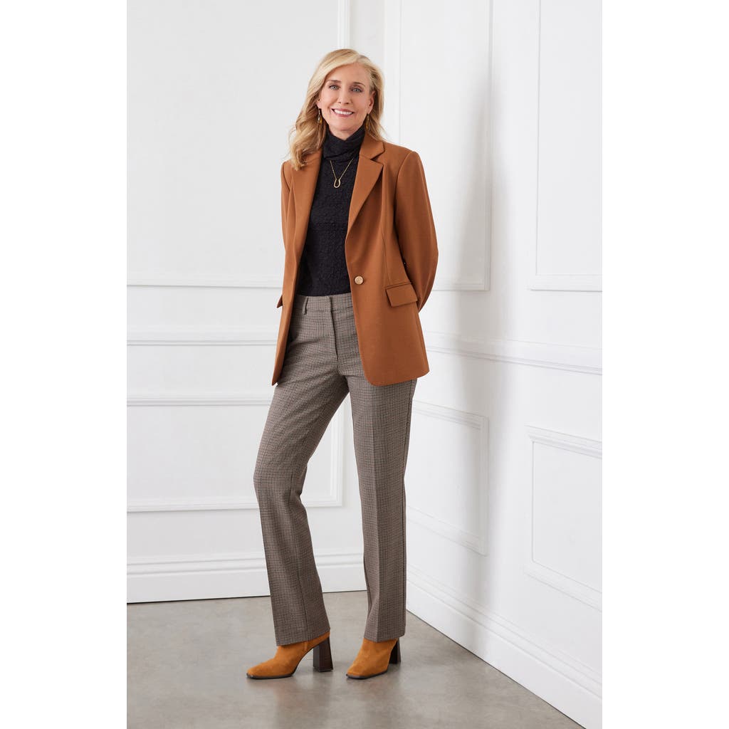 Karen Kane One-button Ponte Knit Blazer In Cognac