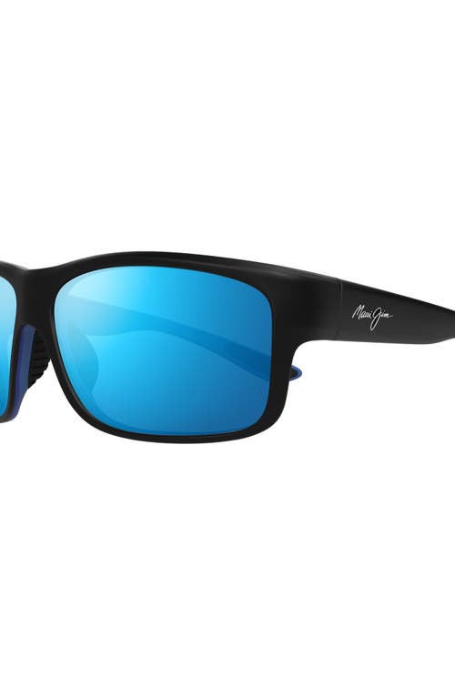 Maui Jim Southern Cross 63mm Oversize Polarized Sunglasses In Black/blue Hawaii