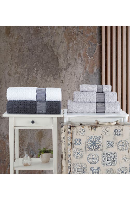 Shop Brooks Brothers Circle In Square 4-pack Turkish Cotton Hand Towels In Anthracite