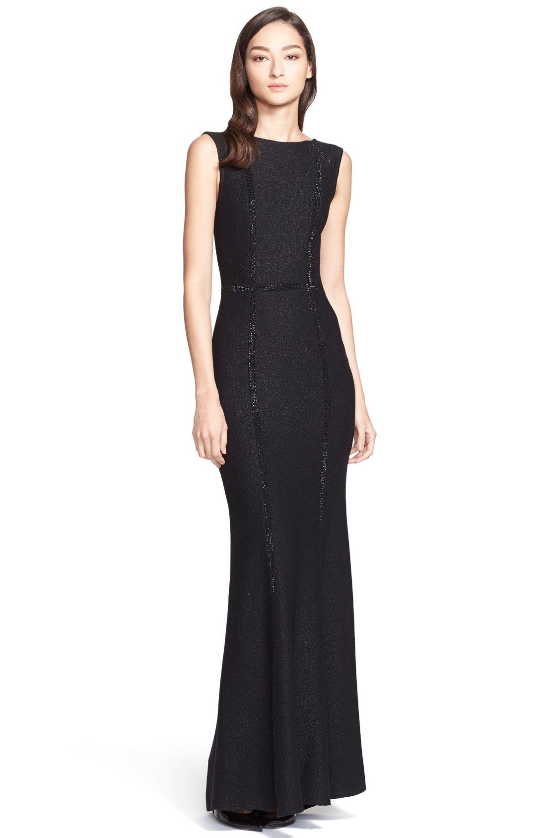 St. John Collection Shimmer Texture Knit Gown Nordstrom