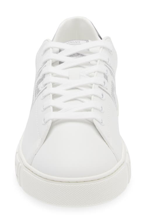 Shop Versace Barocco Greca Jacquard Low Top Sneaker In White Silver