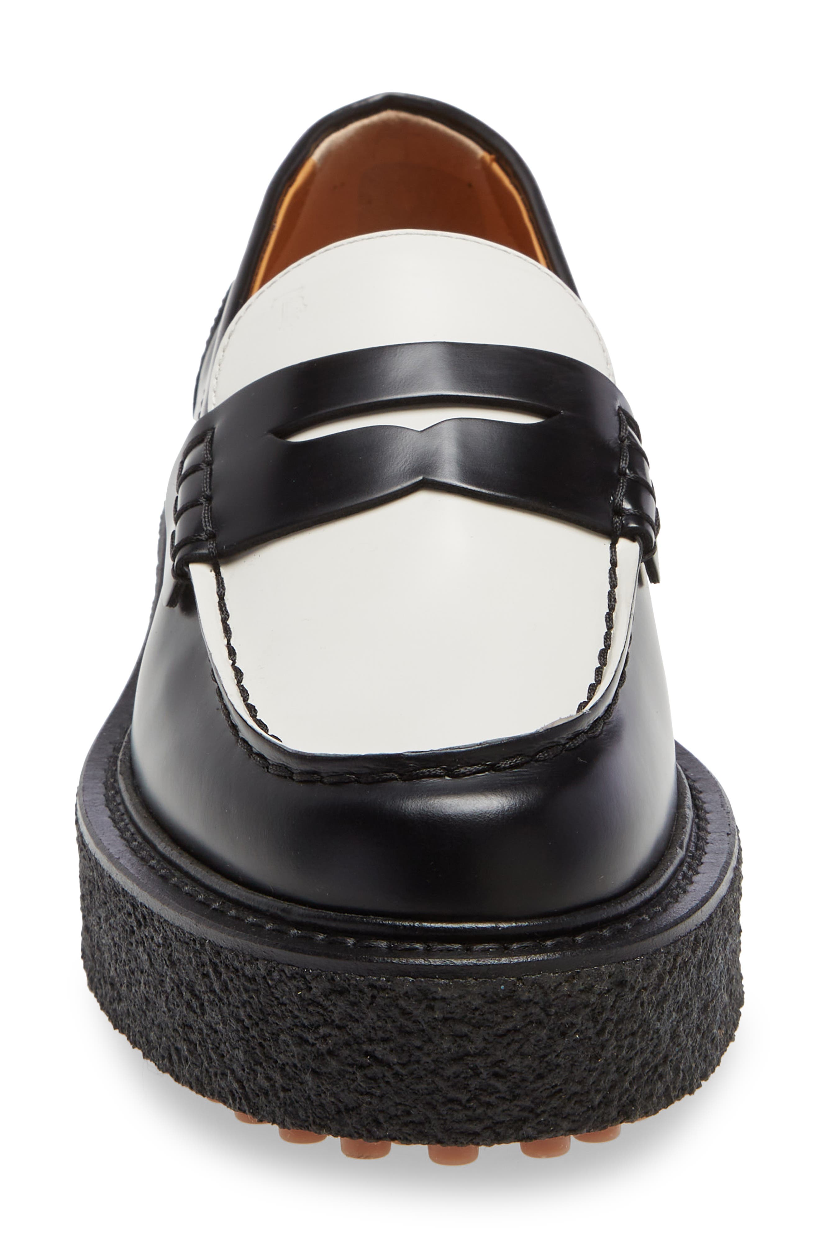 Tod's Creeper Penny Loafer in Black/White