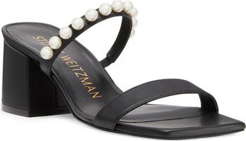 Stuart Weitzman Goldie Metallic Block Heel Sandal Women