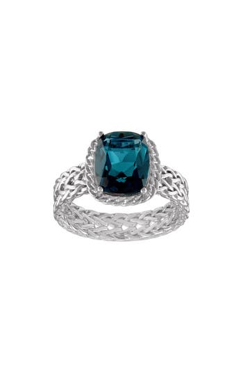 Fzn Sterling Silver London Blue Topaz Halo Ring In Blue