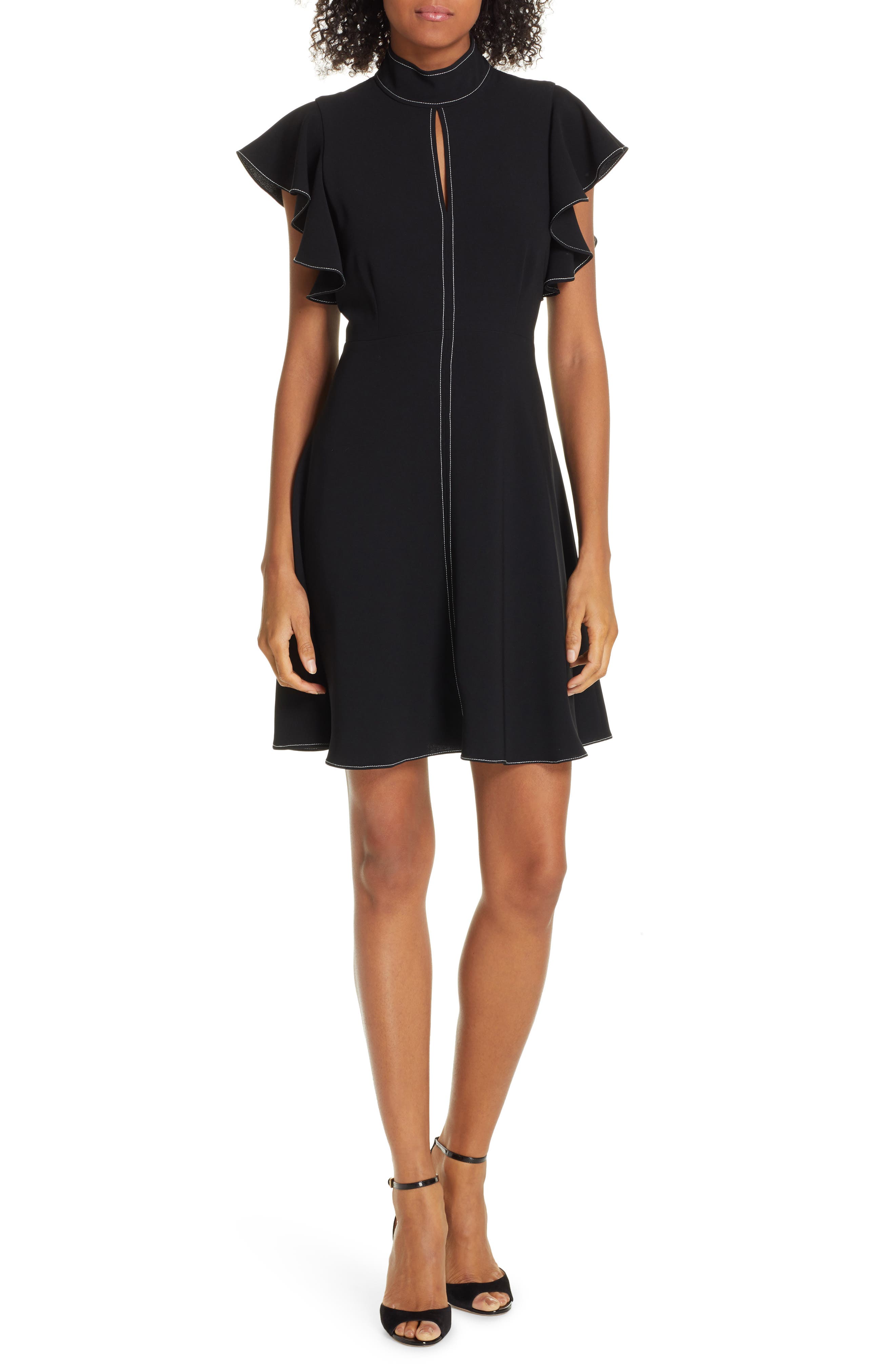 Cinq A Sept Reiko Topstitch Crepe Dress