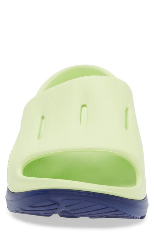 Shop Hoka Kids' Ora Recovery Slide In Lettuce/bellwether Blue