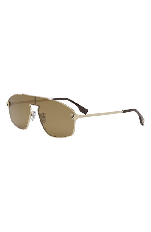 Shop Fendi ' Sky Mask Sunglasses In Gold/brown