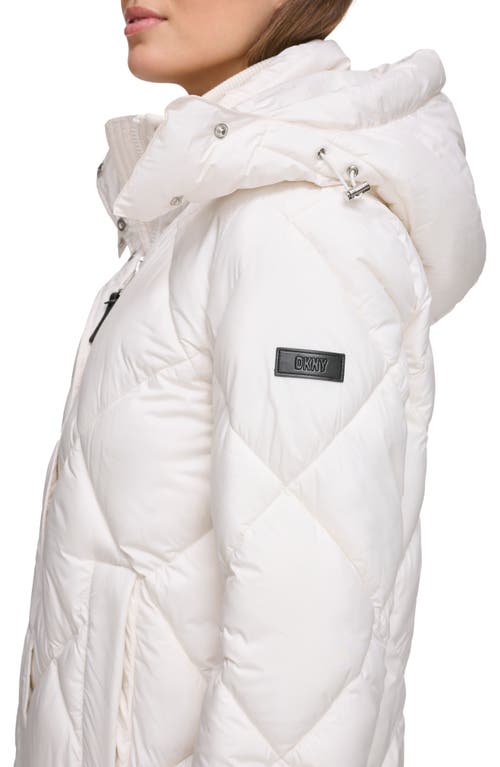 Dkny Women's Diamond Quilted & Hooded Puffer Coat In Pearl