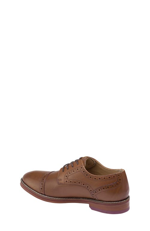 Johnston & Murphy Little Boys Conard Cap Toe Leather Shoes In Tan Full Grain