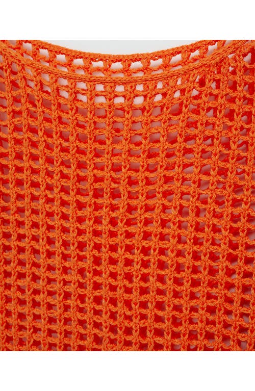 Shop Mango Openwork Sweater In Orange