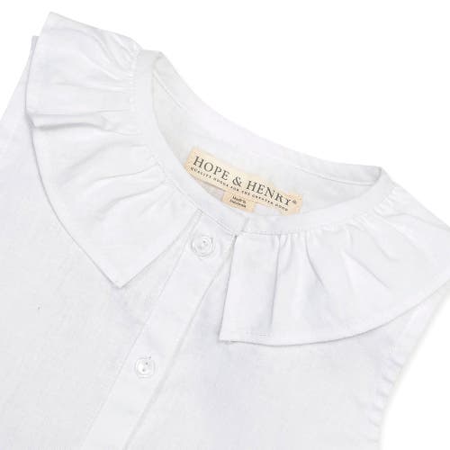 Shop Hope & Henry Girls' Sleeveless Ruffle Collar Chambray Button Back Top, Toddler In White Linen