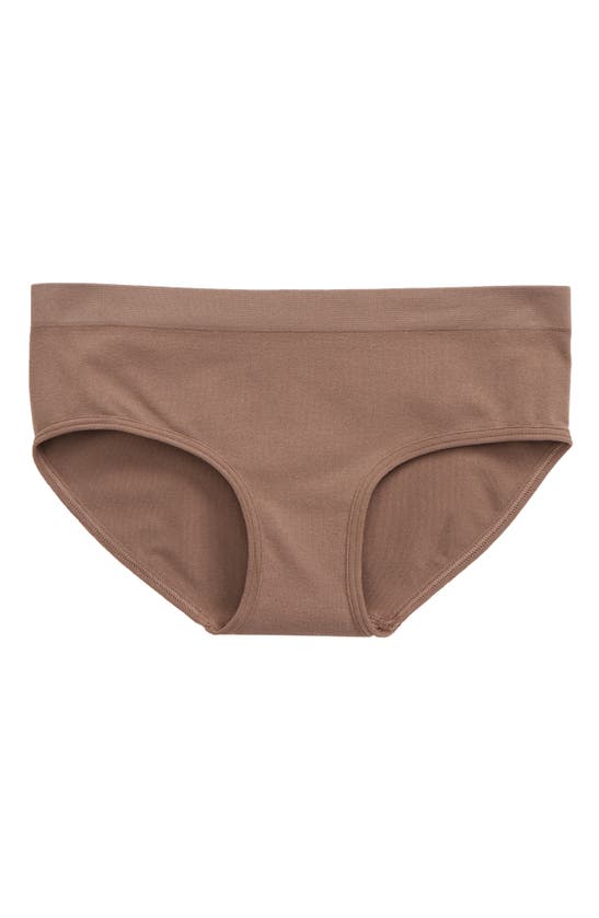 Nordstrom Kids' Seamless Hipster Briefs In Brown Taupe