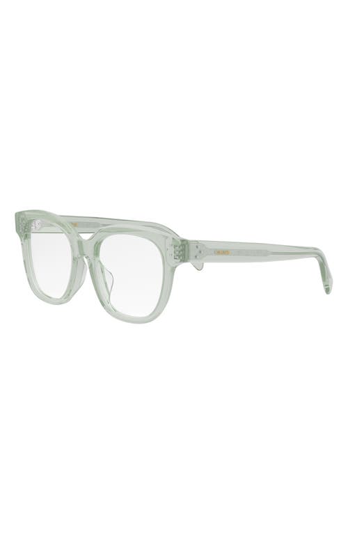 Shop Dior Celine Bold 53mm Round Optical Glasses In Shiny Light Green