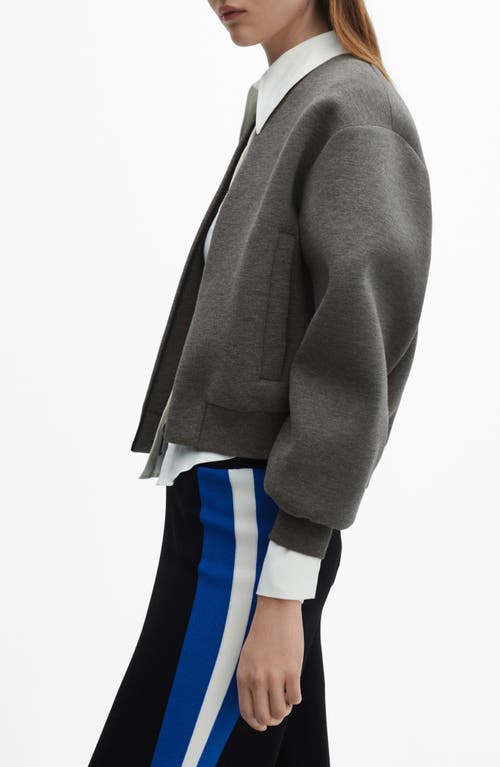 Mango Zip Bomber Jacket In Medium Grey