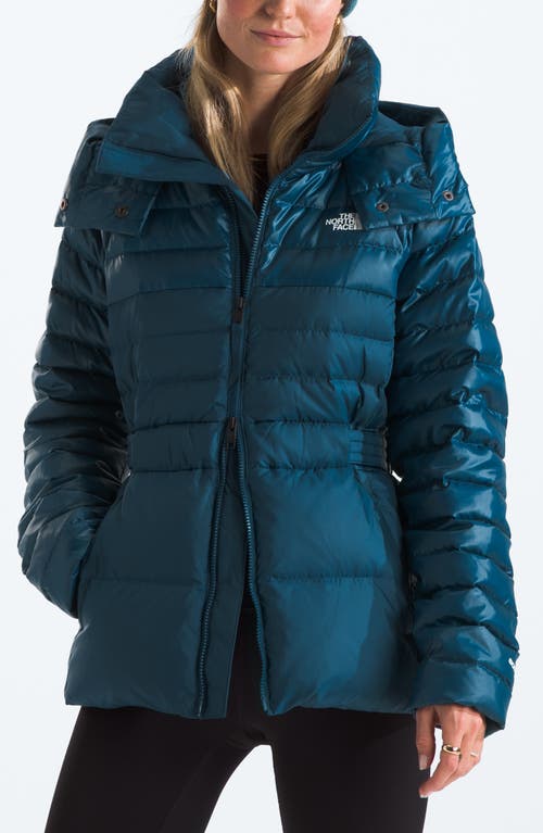 The North Face Metropolis Water Repellent 600 Fill Power Down Hooded Jacket In Midnight Petrol